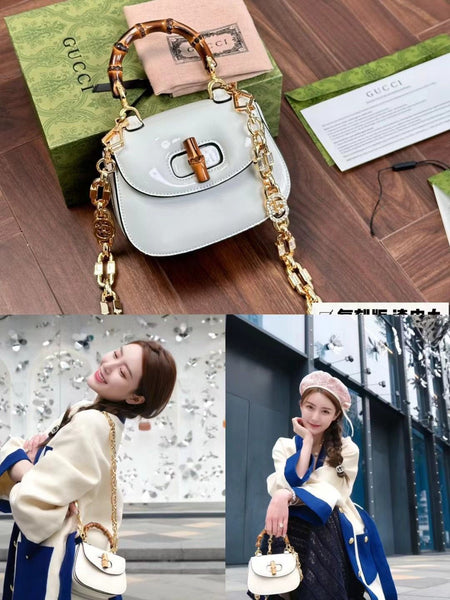 Premium Bamboo Handle Leather Handbag