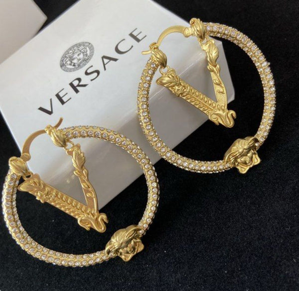 Luxury  Gold-Tone  medusa Hoop Earrings