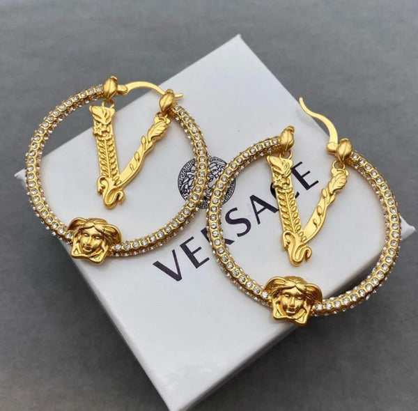 Luxury  Gold-Tone  medusa Hoop Earrings