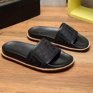 Imported Black FF jacquard Slides For Men