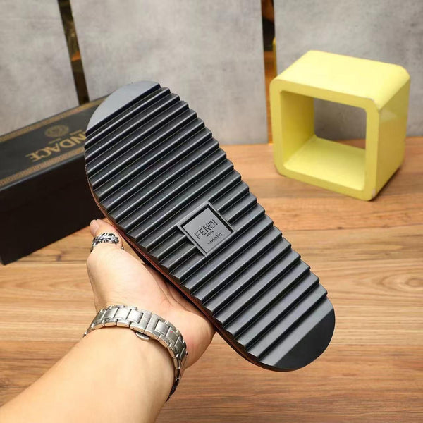 Imported Black FF jacquard Slides For Men