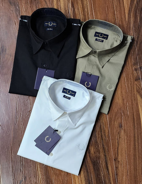 Branded  Logo-Embroidered Full Sleeve Shirt