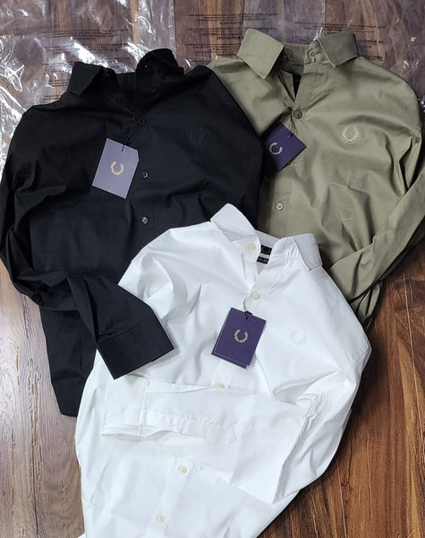 Branded  Logo-Embroidered Full Sleeve Shirt