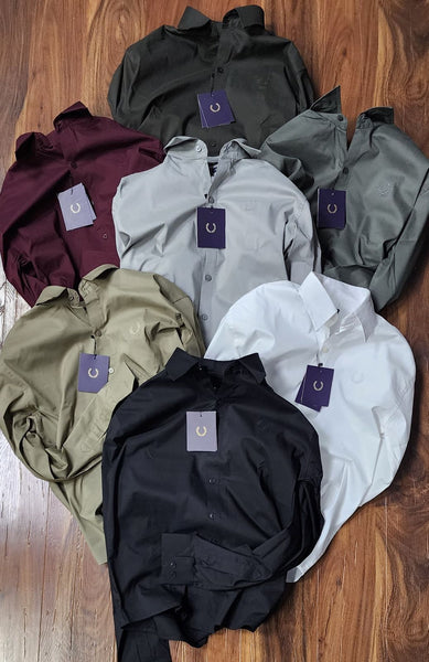 Branded  Logo-Embroidered Full Sleeve Shirt