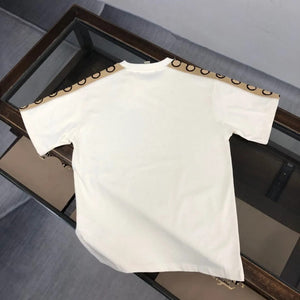Premium  GG Interlocking Stripe Cream/Black Drop Shoulder  T-Shirt