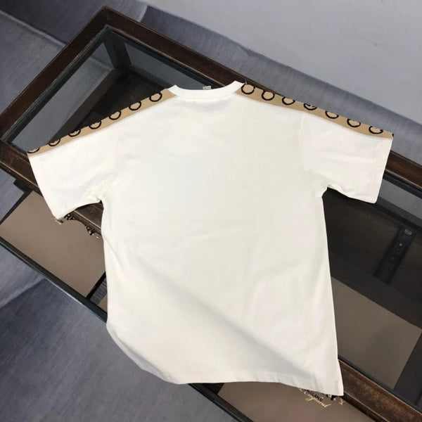 Premium  GG Interlocking Stripe Cream/Black Drop Shoulder  T-Shirt