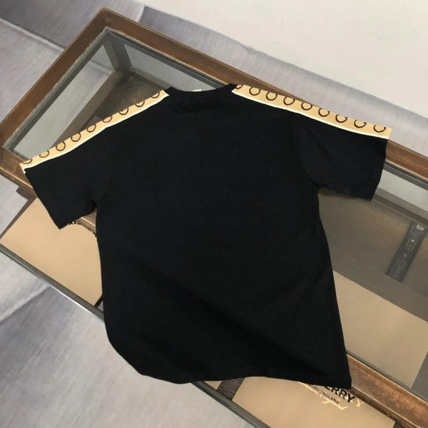 Premium  GG Interlocking Stripe Cream/Black Drop Shoulder  T-Shirt
