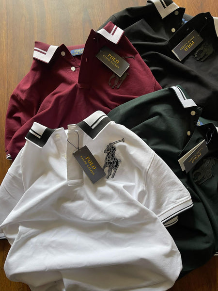 Imported Webbing Collar T-shirt With Patched Logo