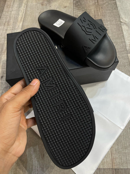 Men Black Embossed Signature Logo  Slide