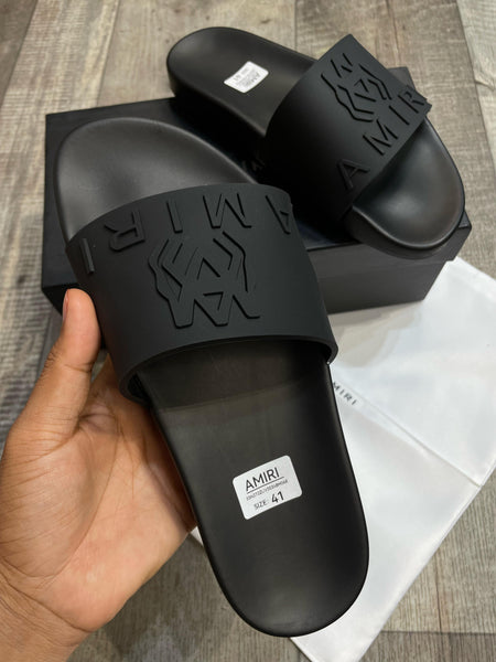 Men Black Embossed Signature Logo  Slide
