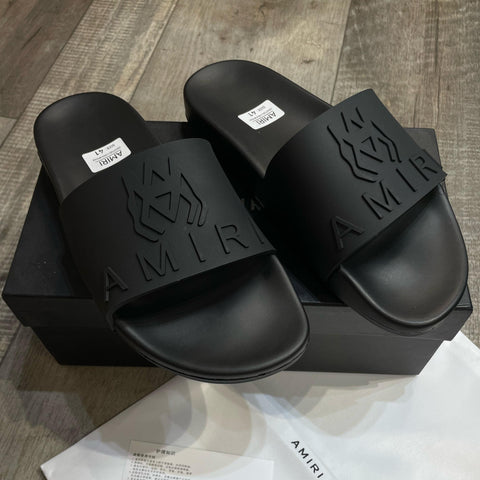 Men Black Embossed Signature Logo  Slide