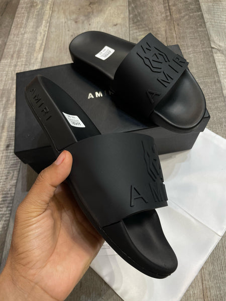 Men Black Embossed Signature Logo  Slide
