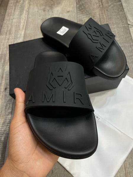 Men Black Embossed Signature Logo  Slide