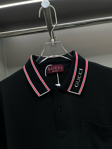 Premium Web  Stripe Collar T-shirt With Brand Signature