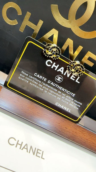 Premium Black Crystal  CC Stud Earrings