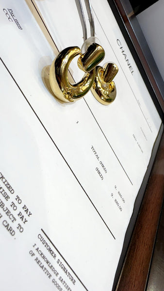 Premium Gold Tone Cc Small Doorknocker Earrings