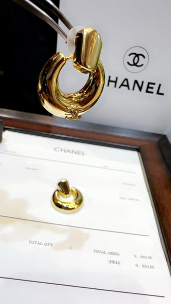 Premium Gold Tone Cc Small Doorknocker Earrings