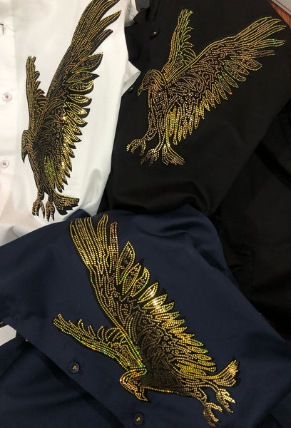 Luxury Embellished Eagle  Shirt