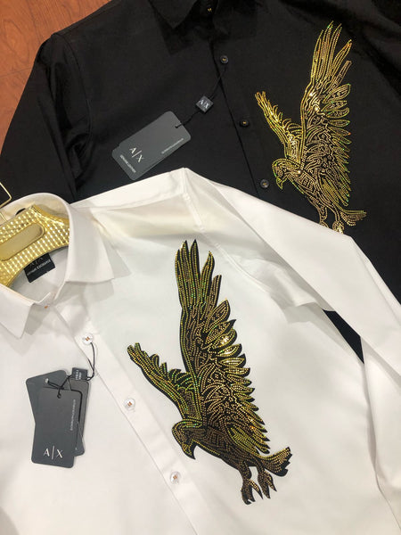 Luxury Embellished Eagle  Shirt