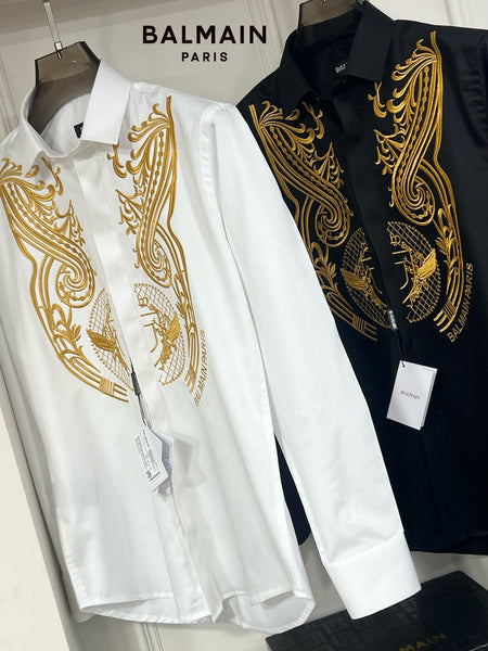 Luxury Gold Symmetric Embroidered Shirt