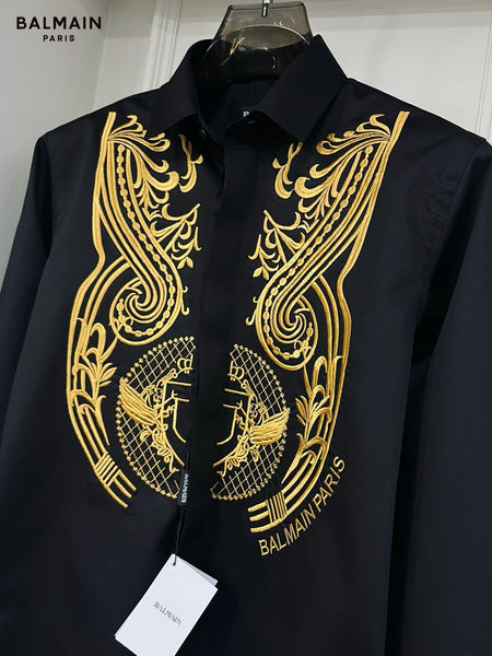 Luxury Gold Symmetric Embroidered Shirt