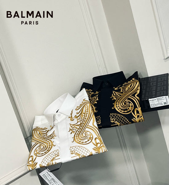 Luxury Gold Symmetric Embroidered Shirt