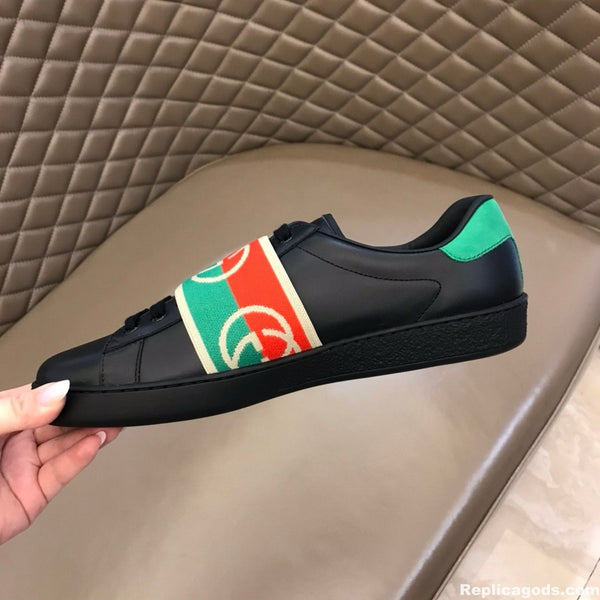 Premium Black & Green Interlocking G Ace Trainers