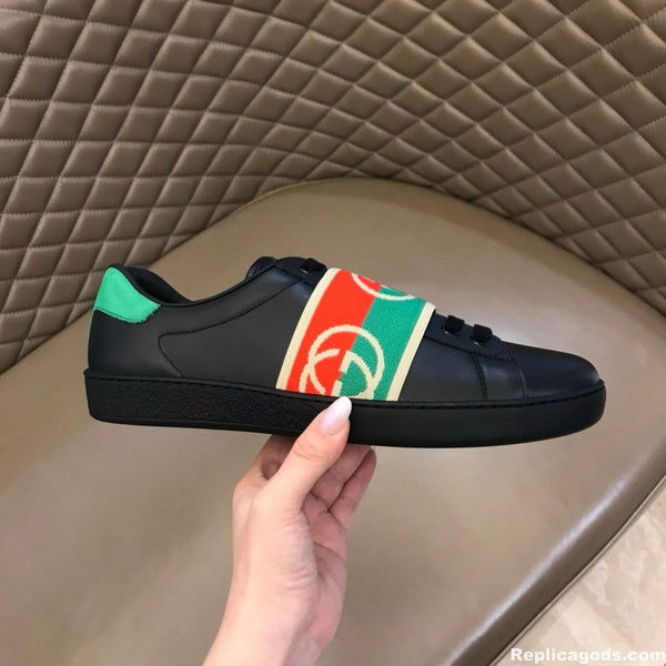 Premium Black & Green Interlocking G Ace Trainers