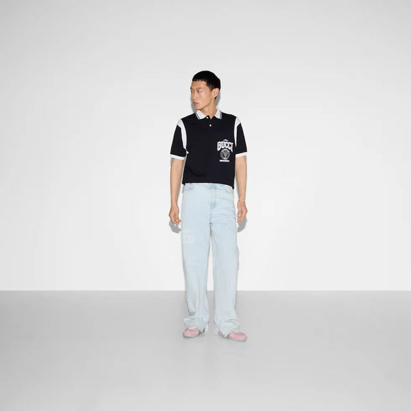 Branded Piquet Polo Shirt With Print