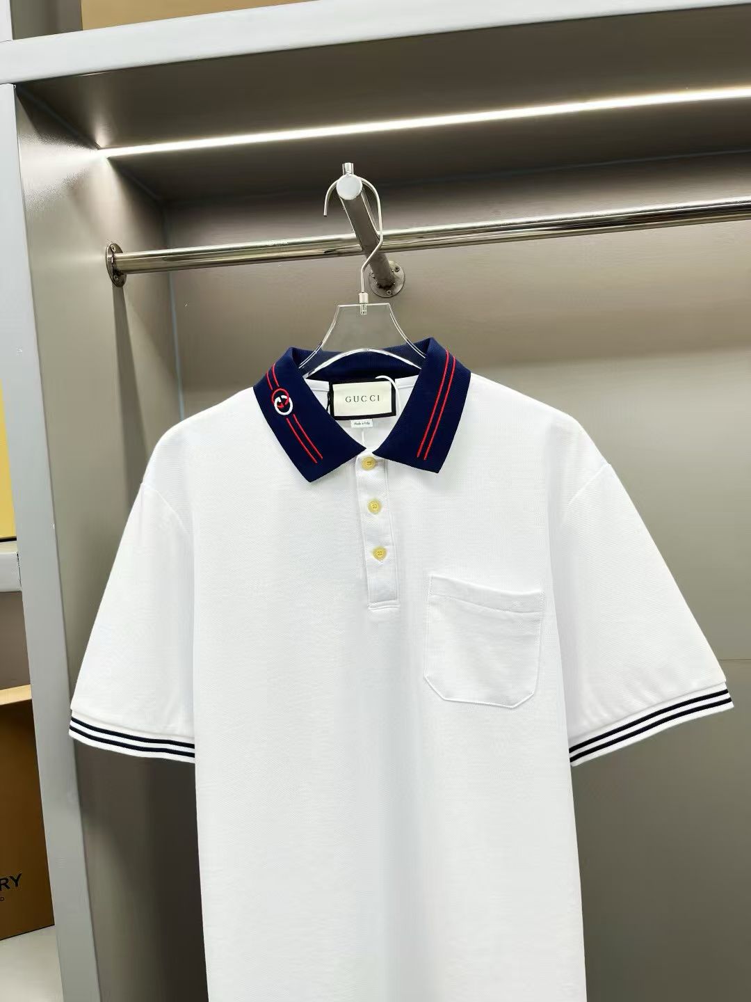 Premium White   Piquet Polo with Interlocking GG T-shirt
