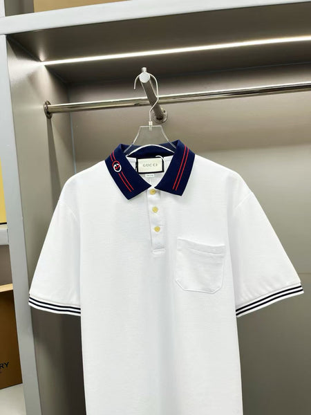 Premium White   Piquet Polo with Interlocking GG T-shirt