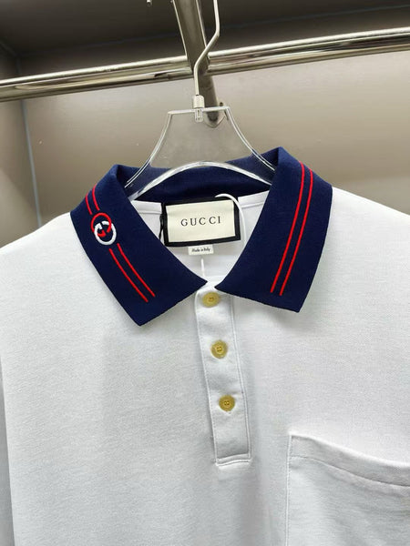 Premium White   Piquet Polo with Interlocking GG T-shirt