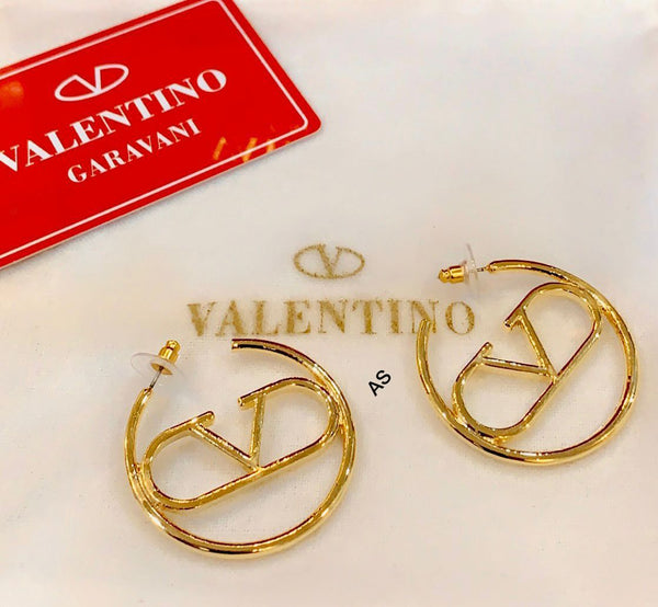 Elegant V Initial Logo  Earrings in Gold Tone – Premium Quality & Iconic Style