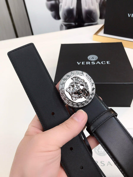 Premium Medusa Silver  Leather Belt