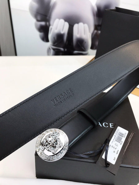 Premium Medusa Silver  Leather Belt