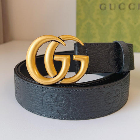 Leather Belt With Double G Buckle In Black