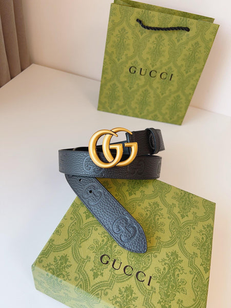 Leather Belt With Double G Buckle In Black