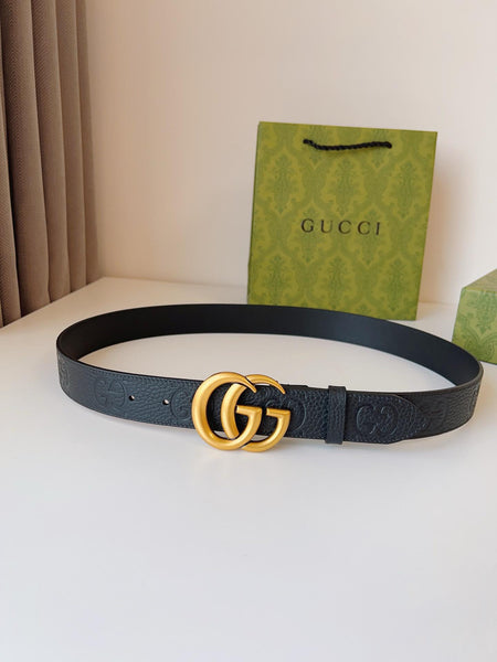 Leather Belt With Double G Buckle In Black