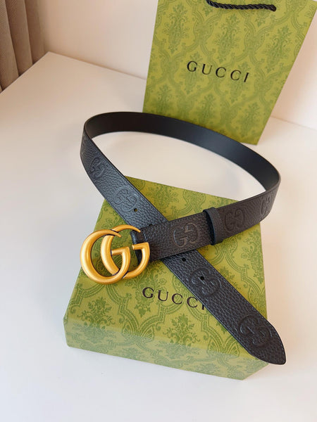 Leather Belt With Double G Buckle In Black