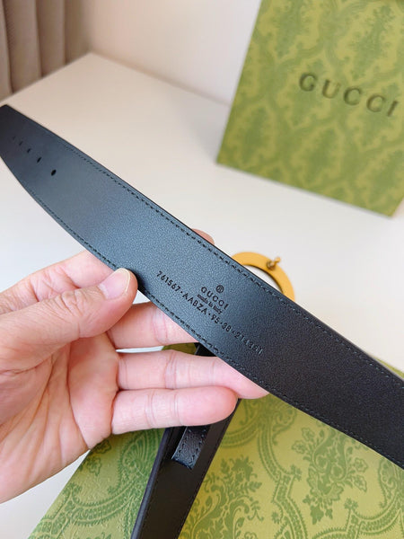 Leather Belt With Double G Buckle In Black