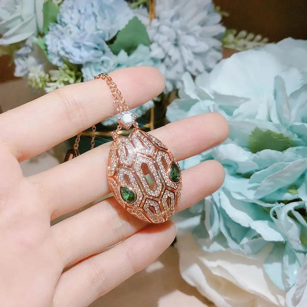 Premium Serpent Pendant Set in Rose Gold Finish