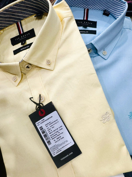 Men Solid Shirt With Printed Undercollar