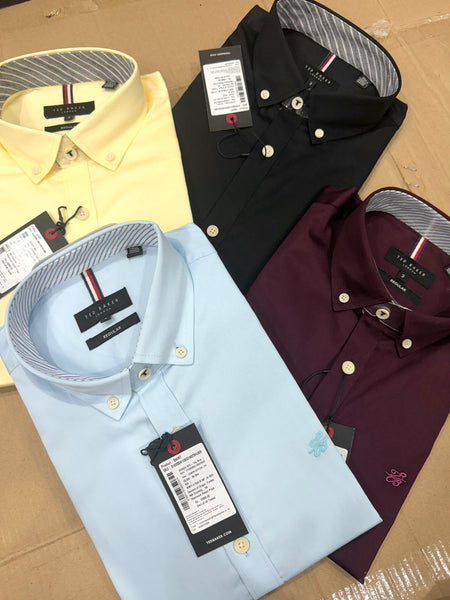 Men Solid Shirt With Printed Undercollar