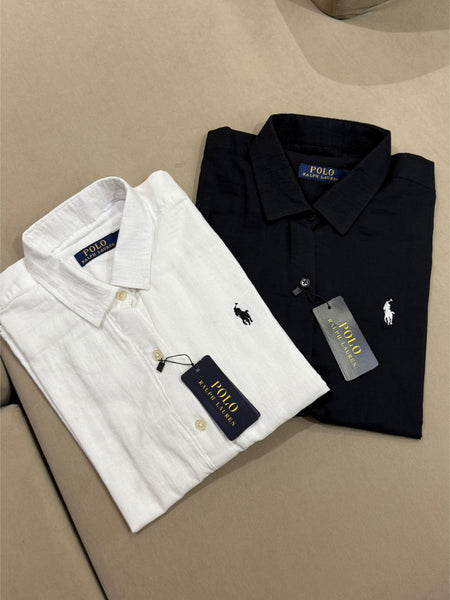 Premium Signature Logo Shirt for Women Classic Collar, Full Sleeve