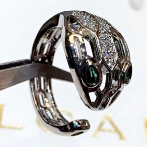 Luxury Snake Head Silver Tone Ring