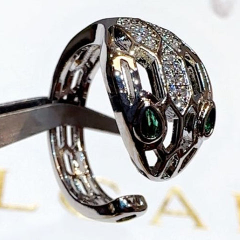 Luxury Snake Head Silver Tone Ring