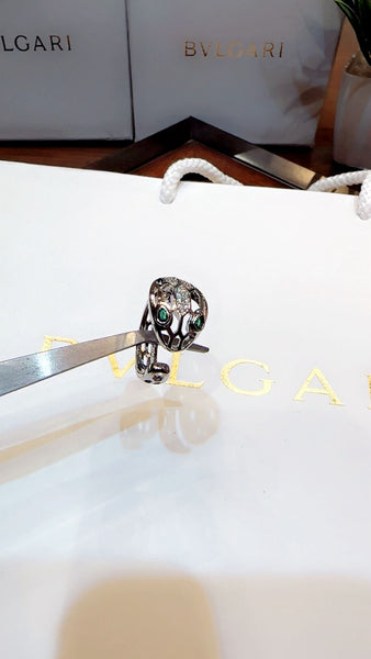 Luxury Snake Head Silver Tone Ring