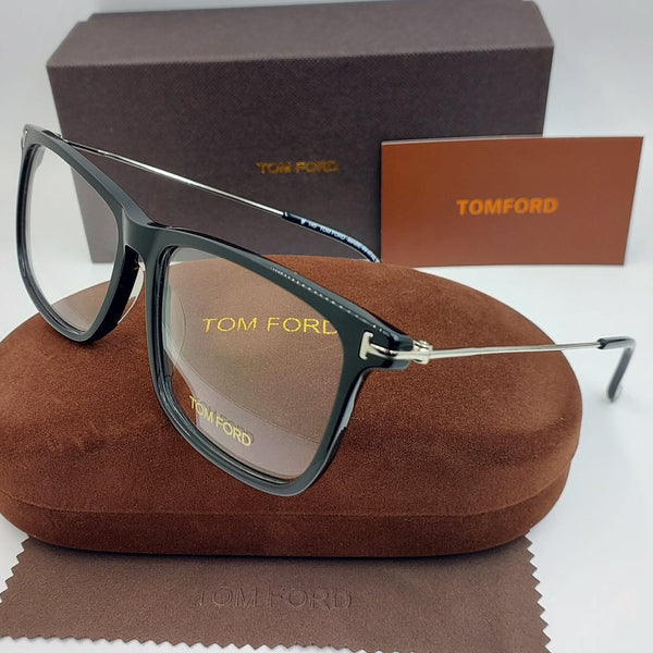 Classic Black Square Eyeglass Frame with Sleek Metal Temples Luxury Optical Frame