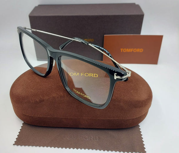 Classic Black Square Eyeglass Frame with Sleek Metal Temples Luxury Optical Frame