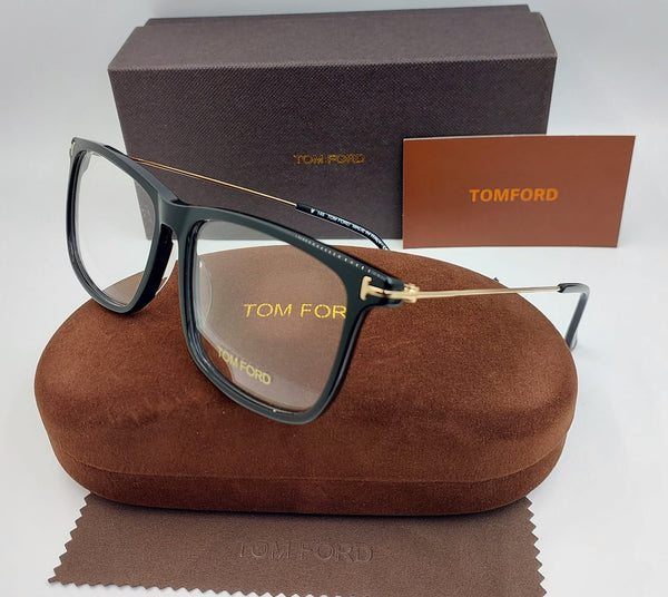 Classic Black Square Eyeglass Frame with Sleek Metal Temples Luxury Optical Frame